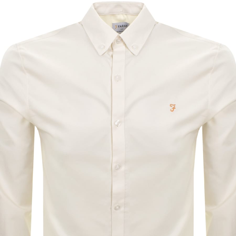 Image number 2 for Farah Brewer Long Sleeve Shirt Cream