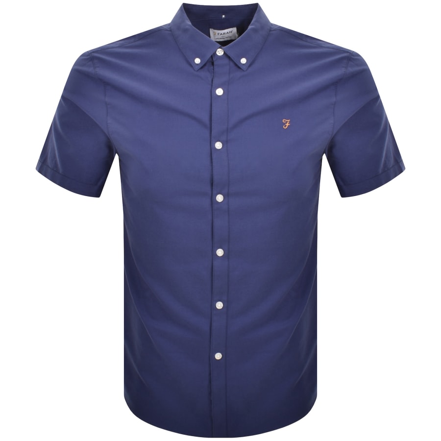Image number 1 for Farah Brewer Short Sleeve Shirt Blue