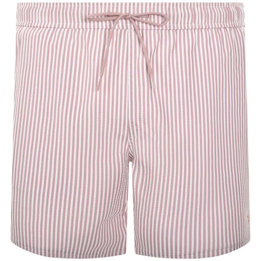Image number 2 for Farah Colbert Seersucker Stripe Swim Shorts Pink