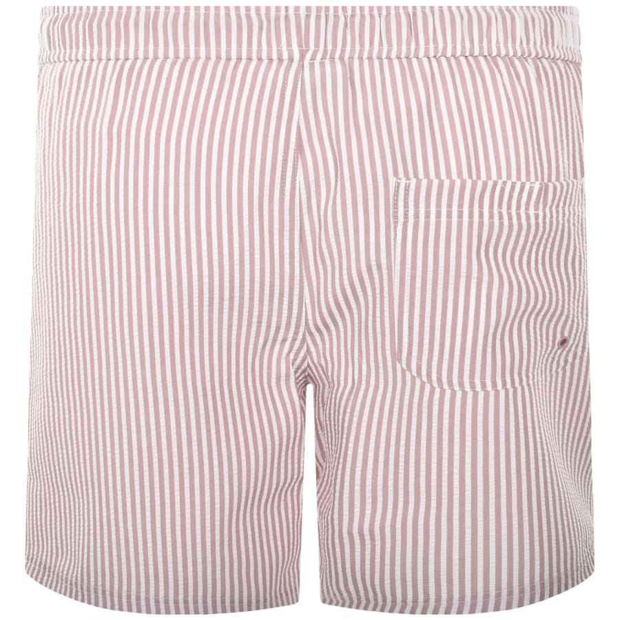 Image number 3 for Farah Colbert Seersucker Stripe Swim Shorts Pink