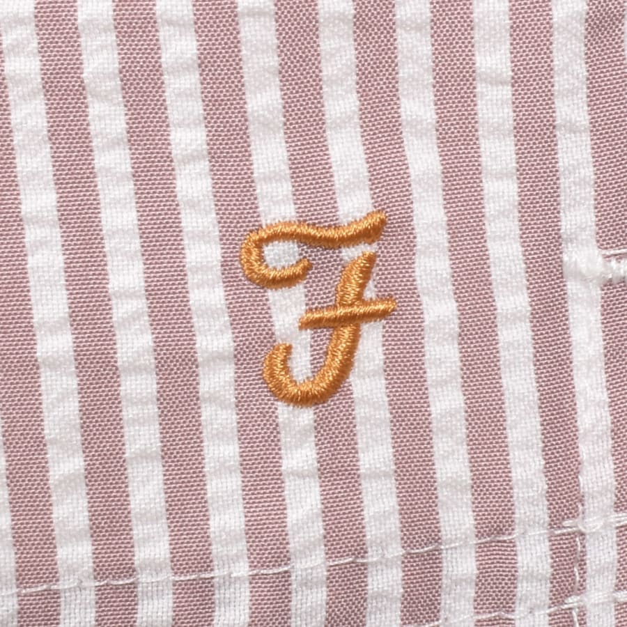 Image number 4 for Farah Colbert Seersucker Stripe Swim Shorts Pink