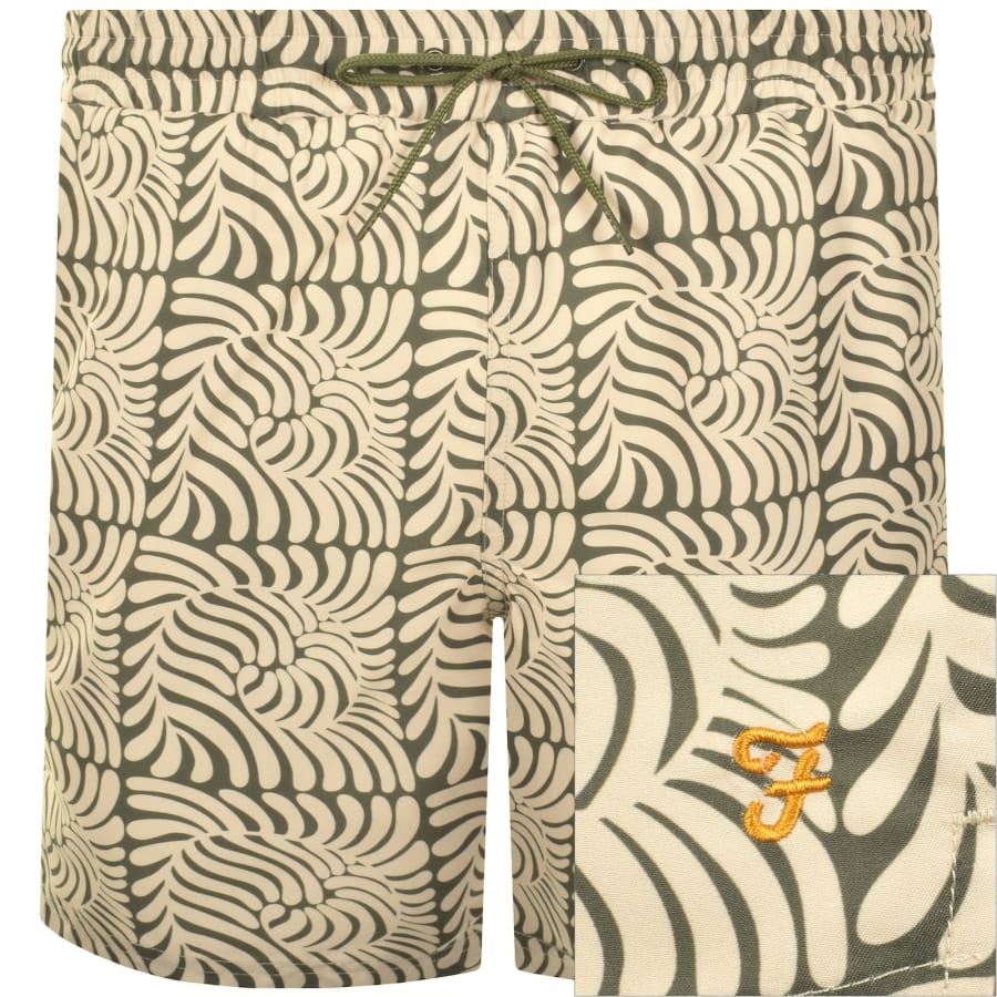 Image number 1 for Farah Colbert Floral Fern Swim Shorts Green