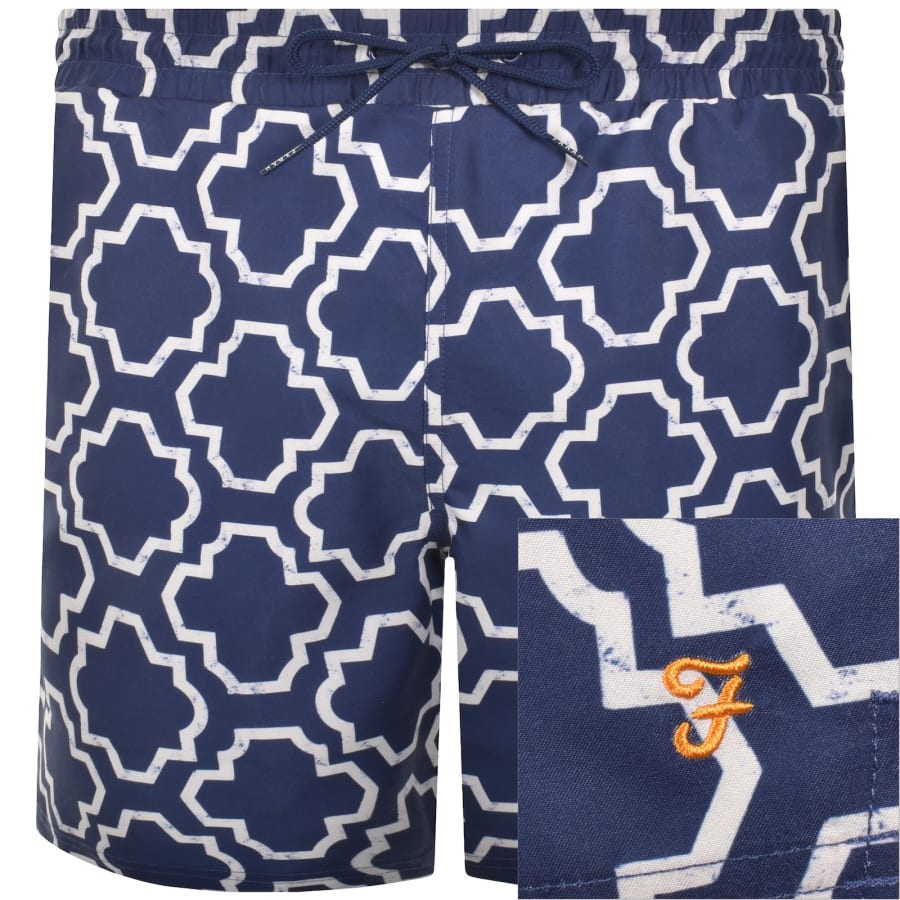 Image number 1 for Farah Colbert Medieval Print Swim Shorts Blue