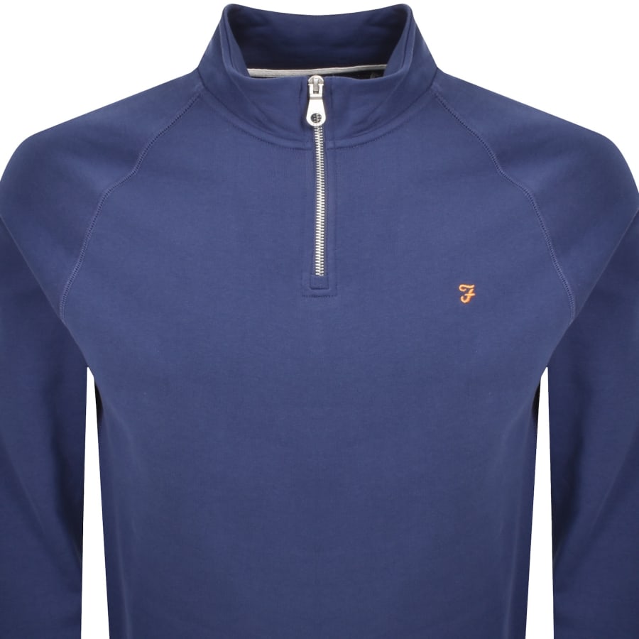 Image number 2 for Farah Jim Quarter Zip Sweatshirt Blue