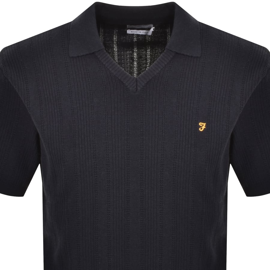Image number 2 for Farah Woodford Knit Polo T Shirt True Navy