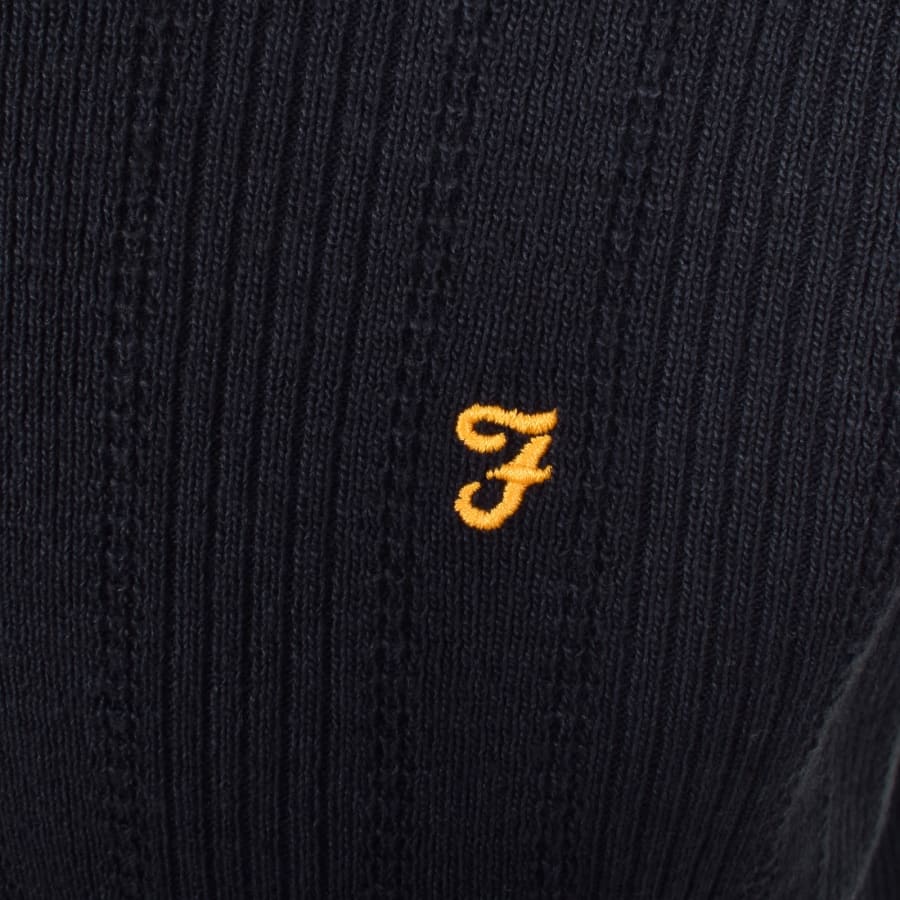 Image number 3 for Farah Woodford Knit Polo T Shirt True Navy