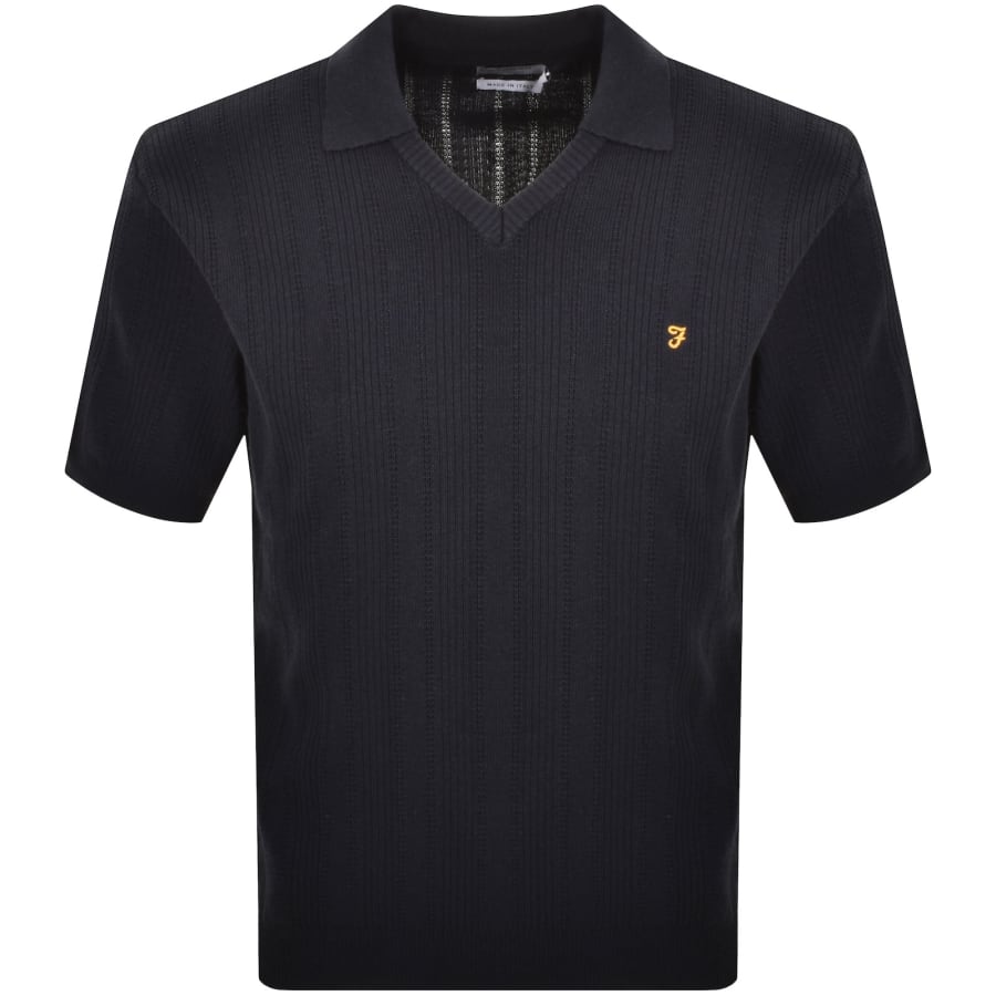 Image number 1 for Farah Woodford Knit Polo T Shirt True Navy
