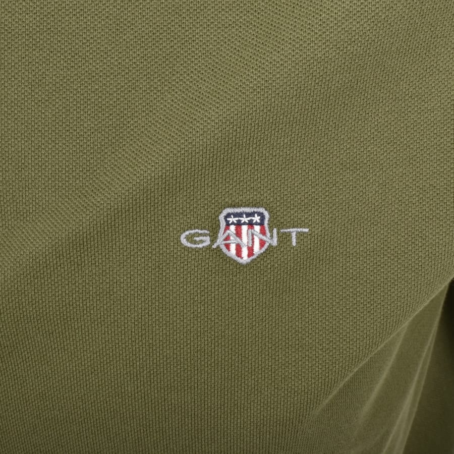 Image number 3 for Gant Regular Fit Shield Pique Polo T Shirt Green