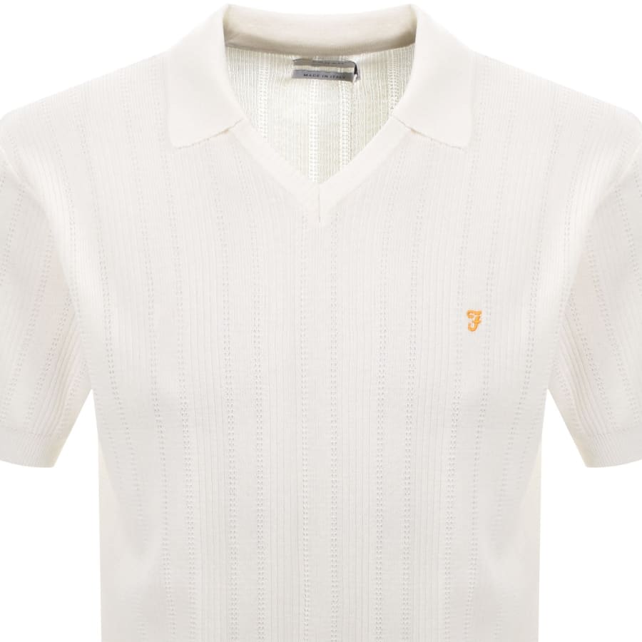 Image number 2 for Farah Woodford Knit Polo T Shirt Ecru