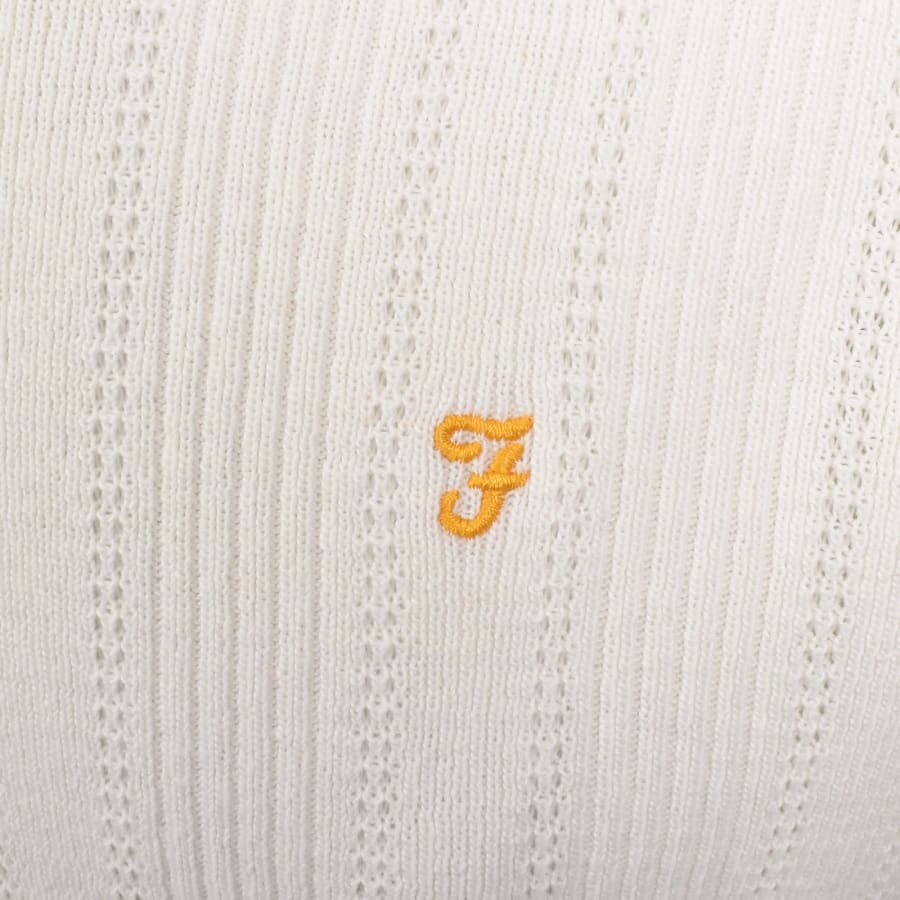 Image number 3 for Farah Woodford Knit Polo T Shirt Ecru