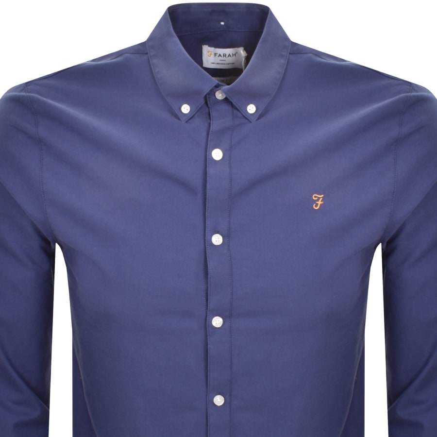Image number 2 for Farah Brewer Long Sleeve Shirt Blue