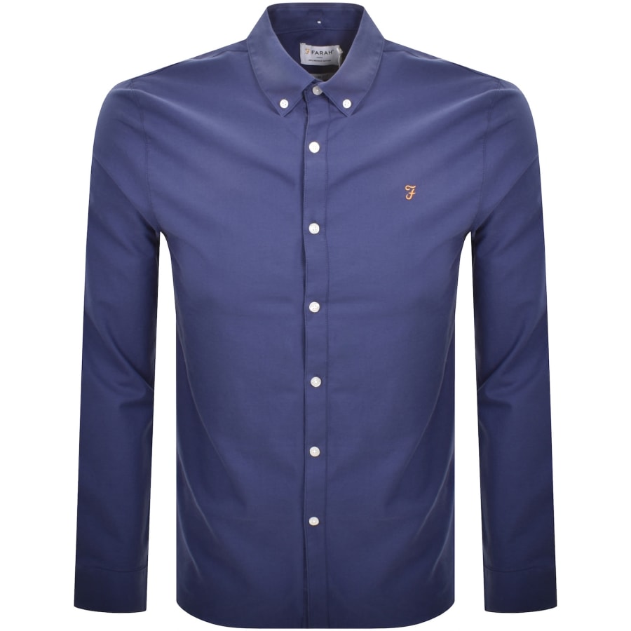 Image number 1 for Farah Brewer Long Sleeve Shirt Blue