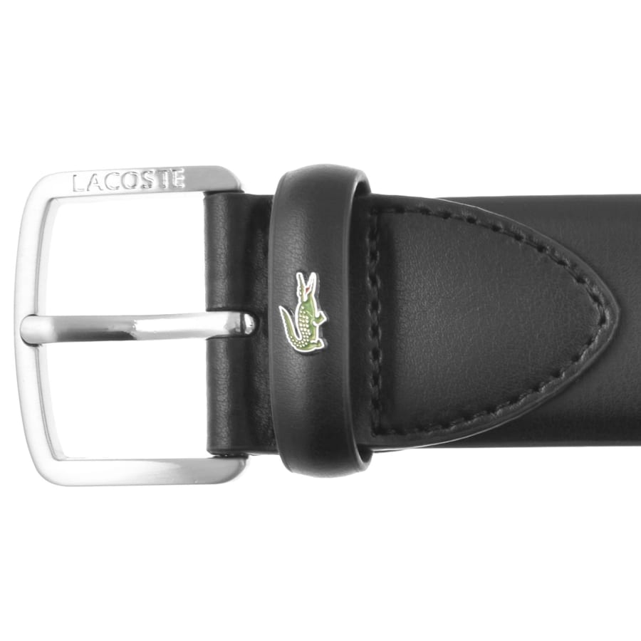 Image number 3 for Lacoste Coated Split Leather Belt Black
