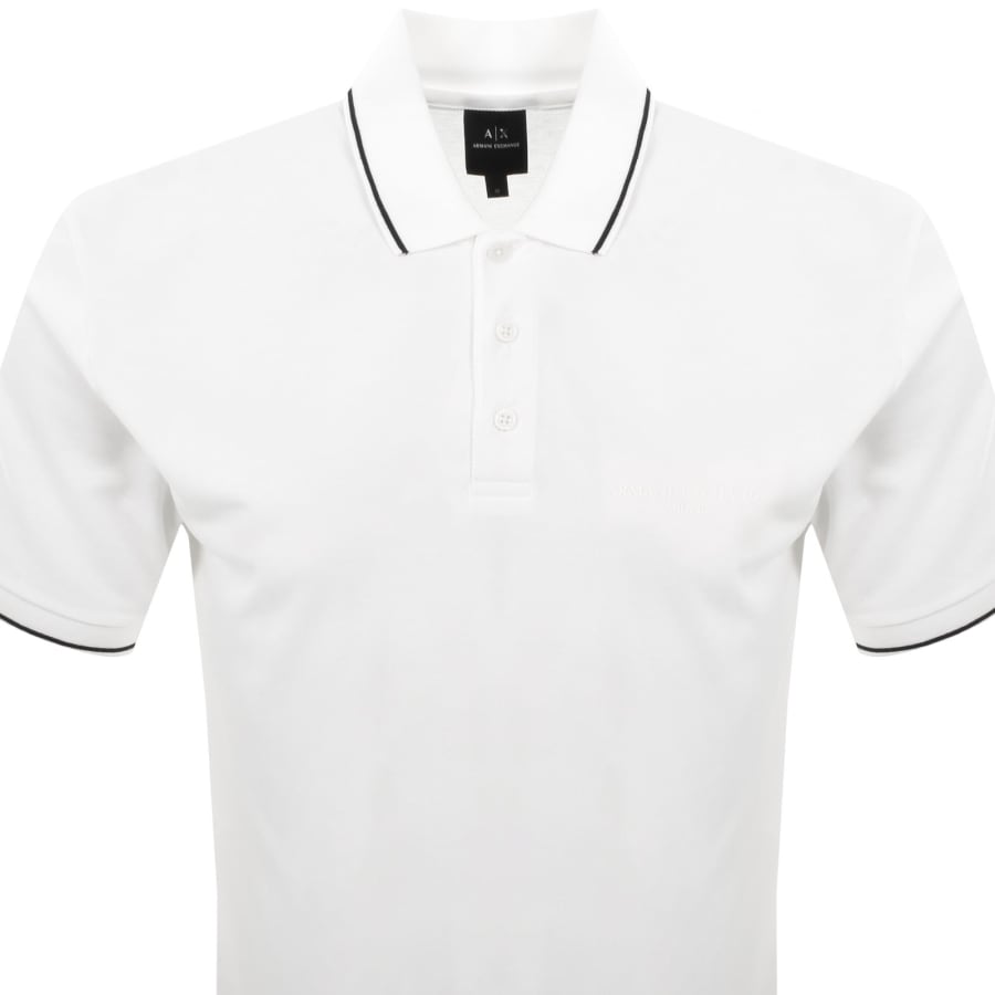 Image number 2 for Armani Exchange Tipped Polo T Shirt Off White
