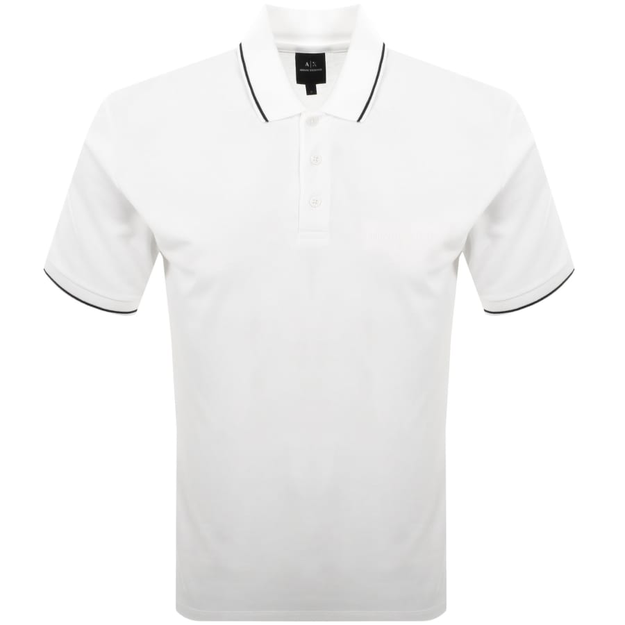 Image number 1 for Armani Exchange Tipped Polo T Shirt Off White