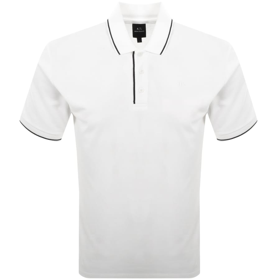 Image number 1 for Armani Exchange Tipped Polo T Shirt White