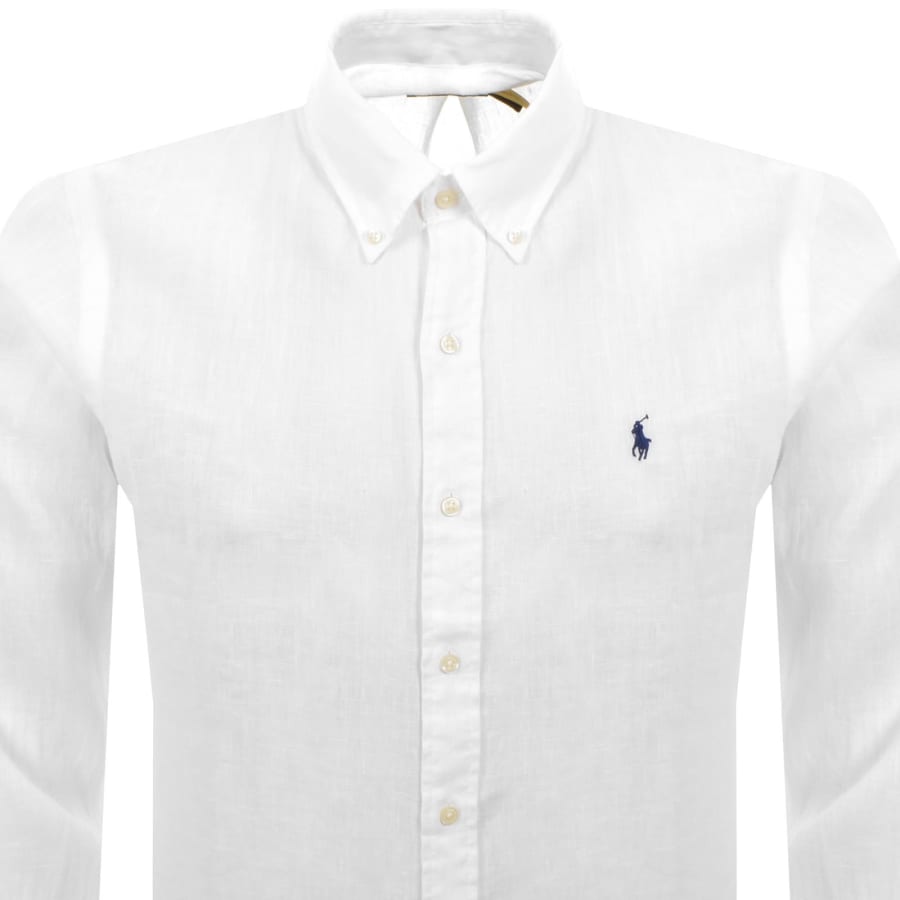 Image number 2 for Ralph Lauren Linen Long Sleeve Shirt White