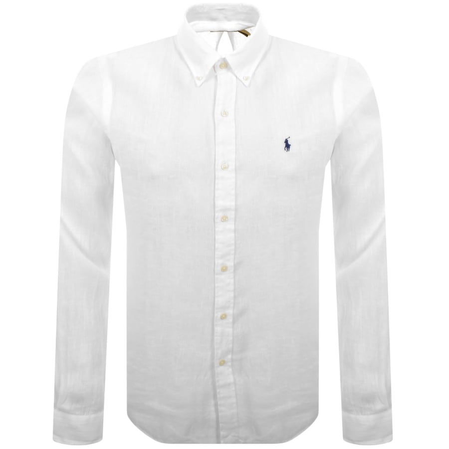Image number 1 for Ralph Lauren Linen Long Sleeve Shirt White