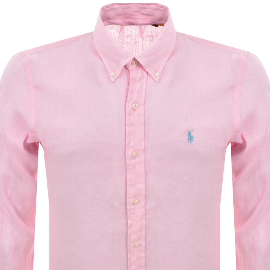 Image number 2 for Ralph Lauren Linen Long Sleeve Shirt Pink