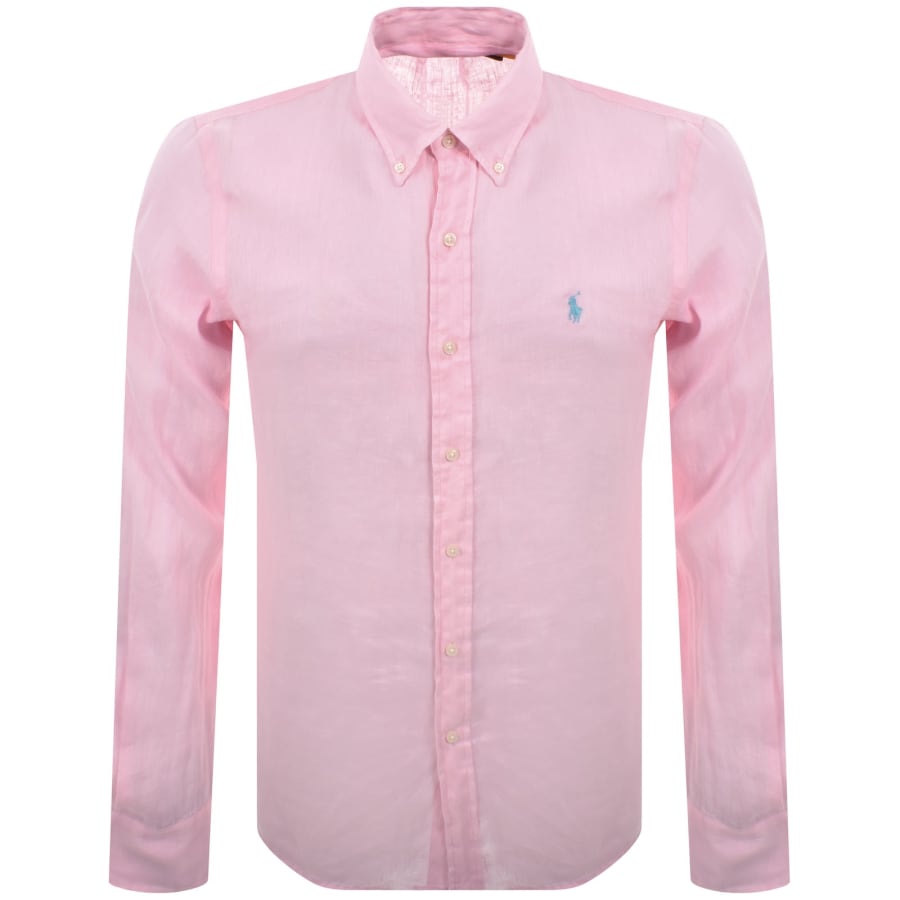 Image number 1 for Ralph Lauren Linen Long Sleeve Shirt Pink
