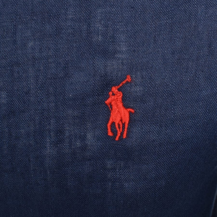 Image number 3 for Ralph Lauren Linen Long Sleeve Shirt Navy