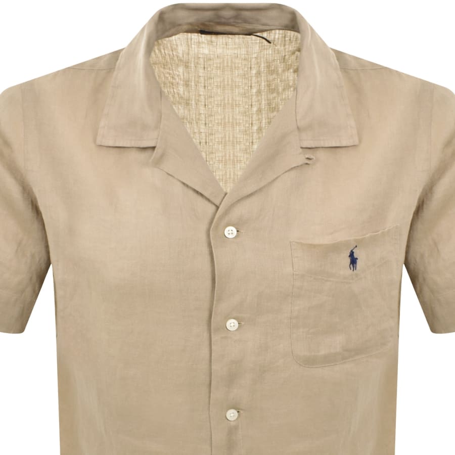 Image number 2 for Ralph Lauren Linen Short Sleeve Shirt Beige