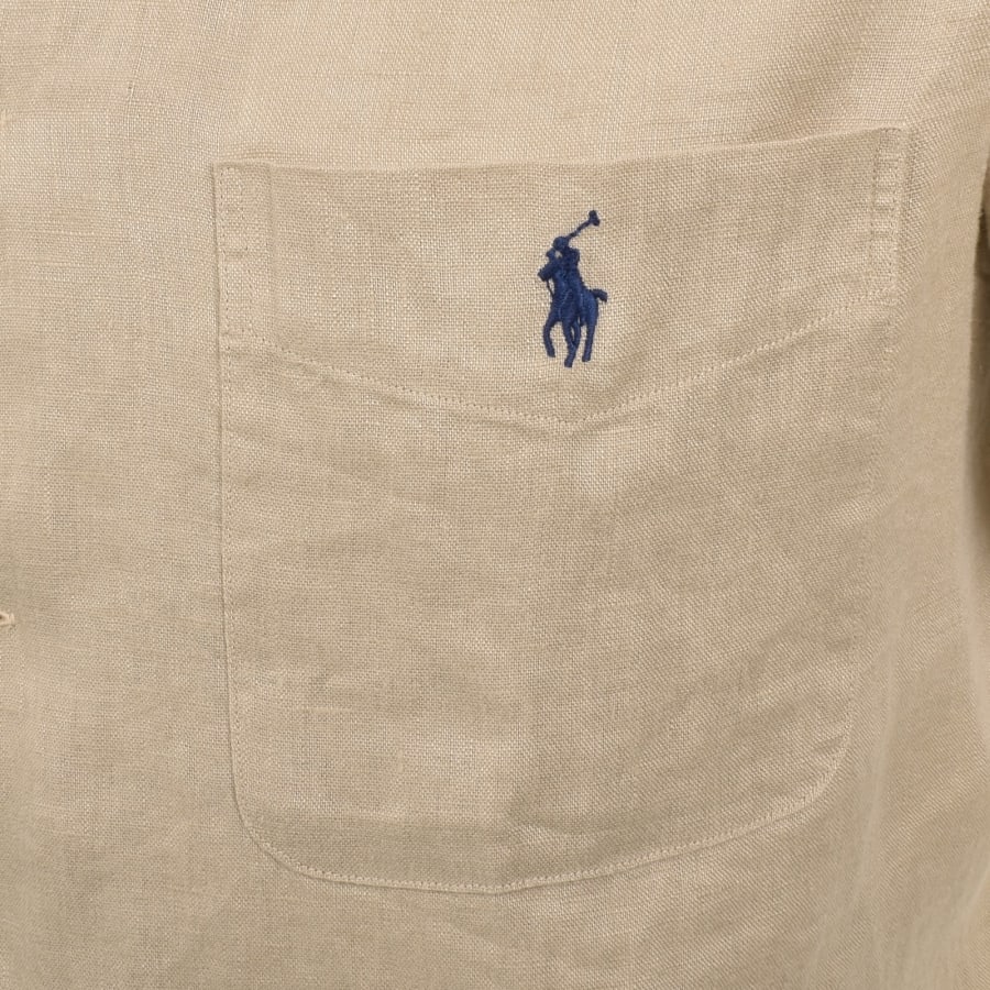 Image number 3 for Ralph Lauren Linen Short Sleeve Shirt Beige