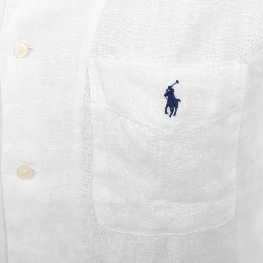 Image number 3 for Ralph Lauren Linen Short Sleeve Shirt White