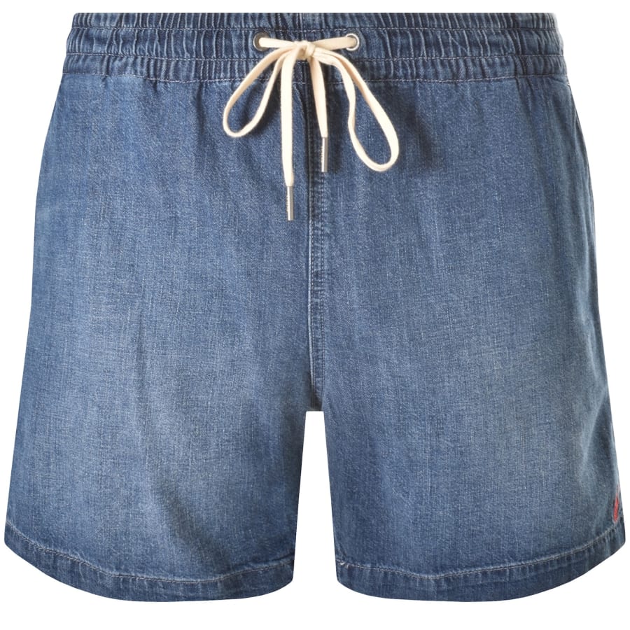 Image number 1 for Ralph Lauren Jersey Denim Shorts Blue