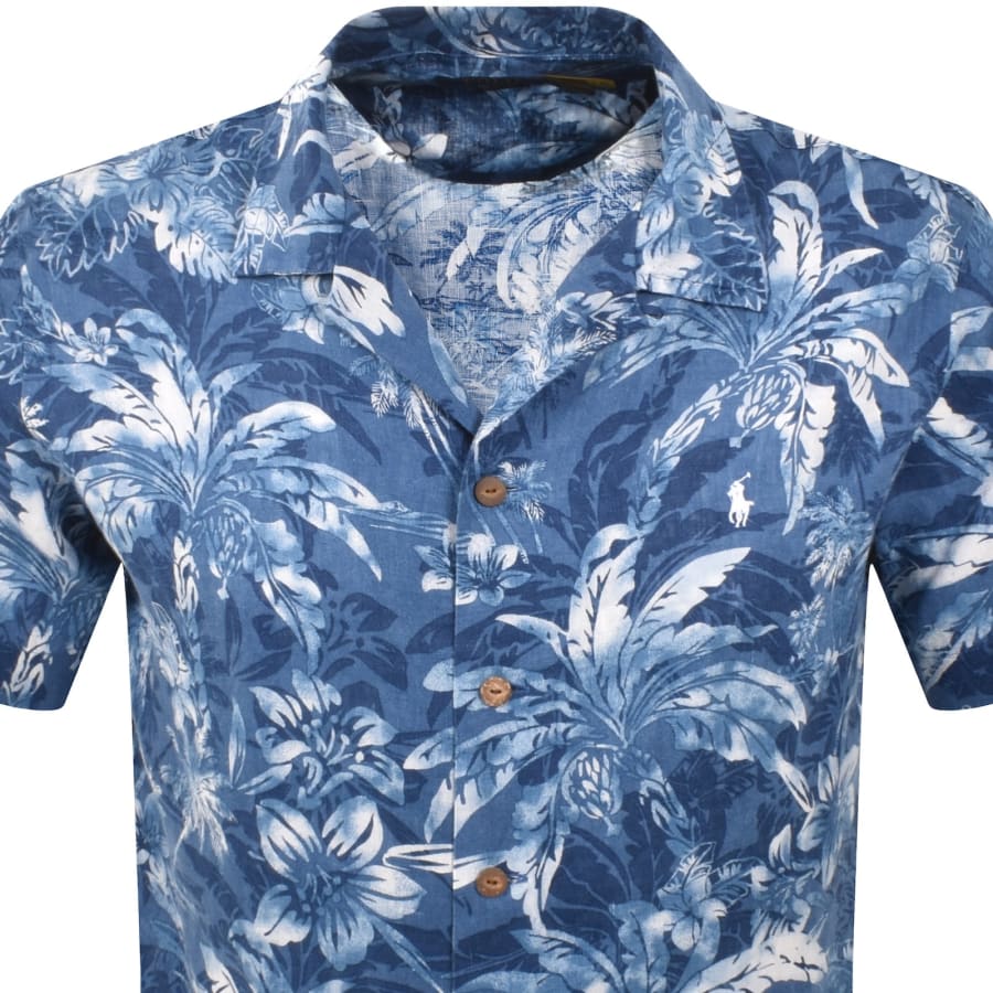 Image number 2 for Ralph Lauren Linen Short Sleeve Shirt Blue