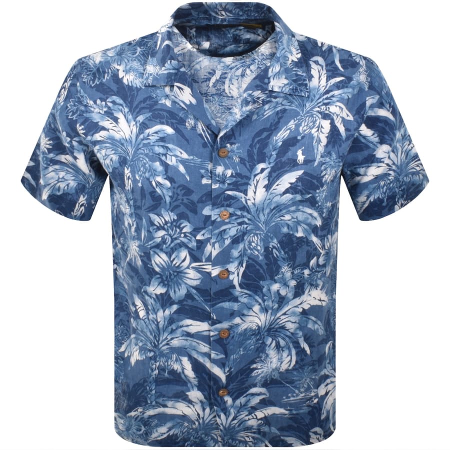 Image number 1 for Ralph Lauren Linen Short Sleeve Shirt Blue