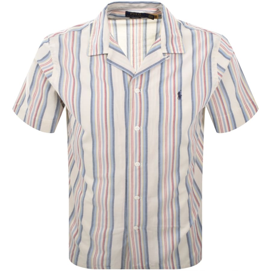 Image number 1 for Ralph Lauren Striped Short Sleeve Shirt Cream