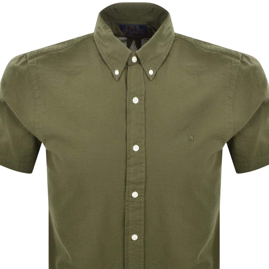 Image number 2 for Ralph Lauren Seersucker Short Sleeve Shirt Green