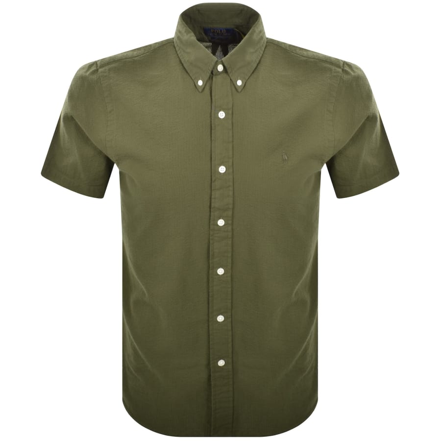 Image number 1 for Ralph Lauren Seersucker Short Sleeve Shirt Green