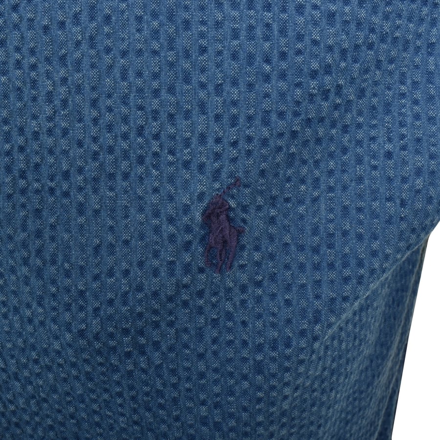 Image number 3 for Ralph Lauren Seersucker Short Sleeve Shirt Blue
