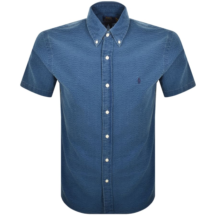 Image number 1 for Ralph Lauren Seersucker Short Sleeve Shirt Blue