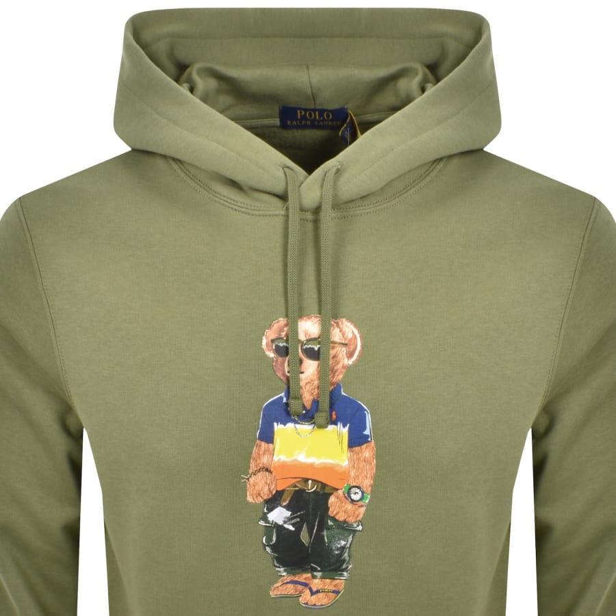 Image number 2 for Ralph Lauren Bear Hoodie Tree Green