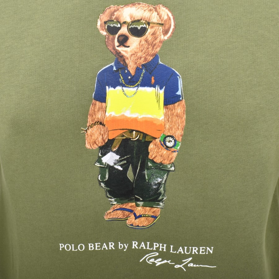 Image number 3 for Ralph Lauren Bear Hoodie Tree Green