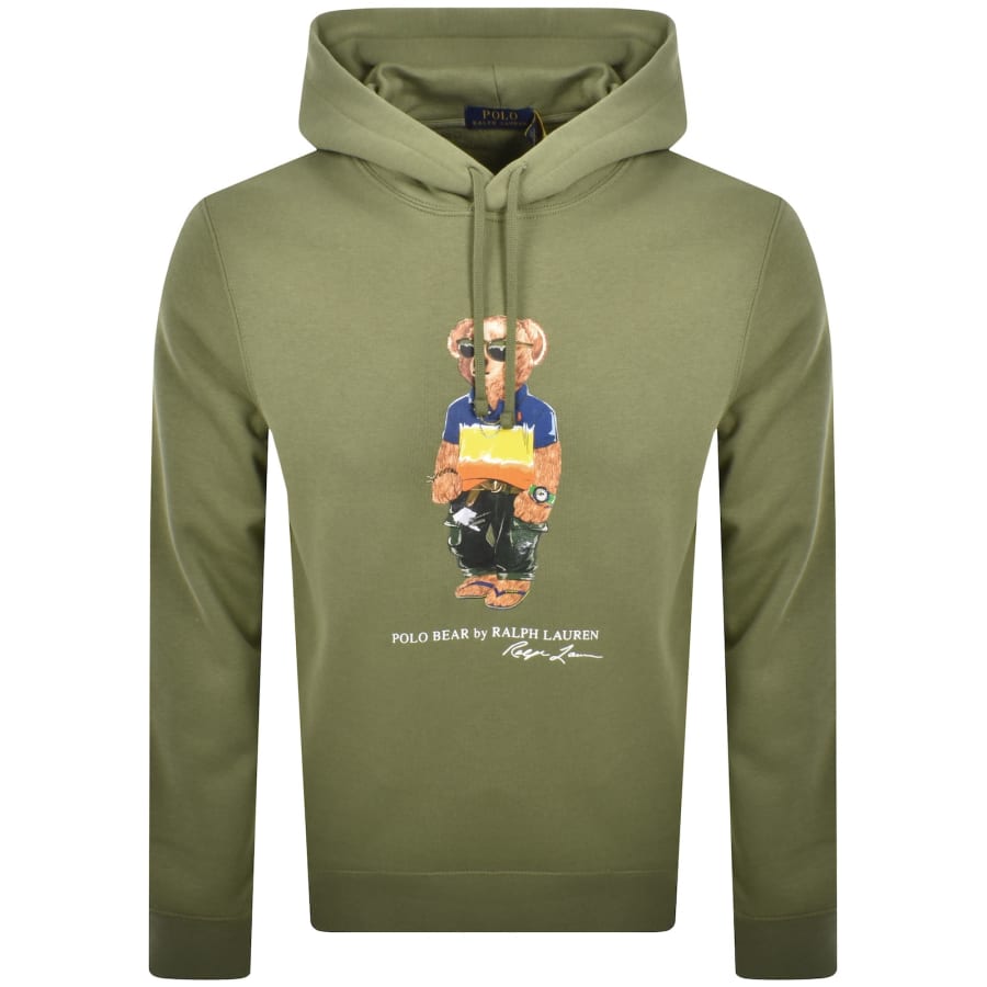 Image number 1 for Ralph Lauren Bear Hoodie Tree Green