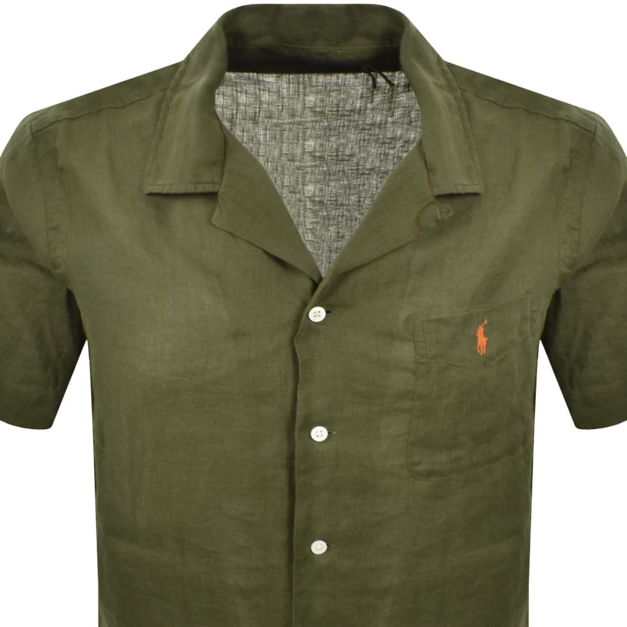Image number 2 for Ralph Lauren Linen Short Sleeve Shirt Green
