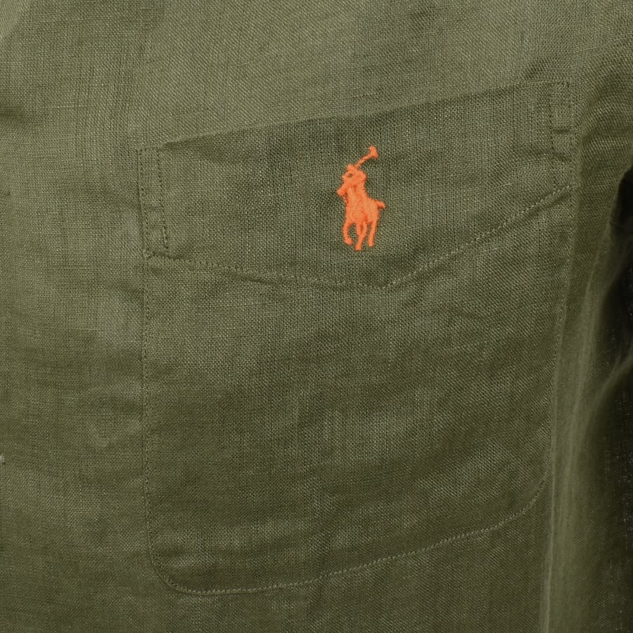 Image number 3 for Ralph Lauren Linen Short Sleeve Shirt Green
