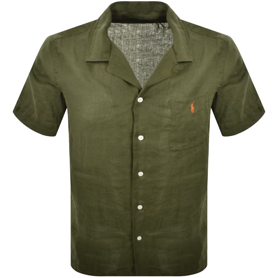 Image number 1 for Ralph Lauren Linen Short Sleeve Shirt Green