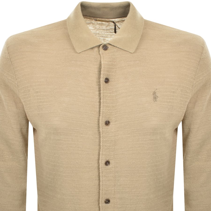 Image number 2 for Ralph Lauren Long Sleeved Knit Polo Beige