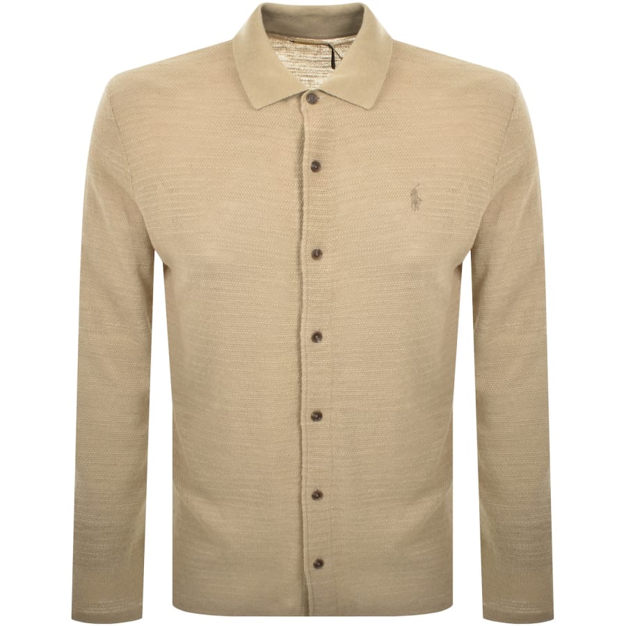 Image number 1 for Ralph Lauren Long Sleeved Knit Polo Beige