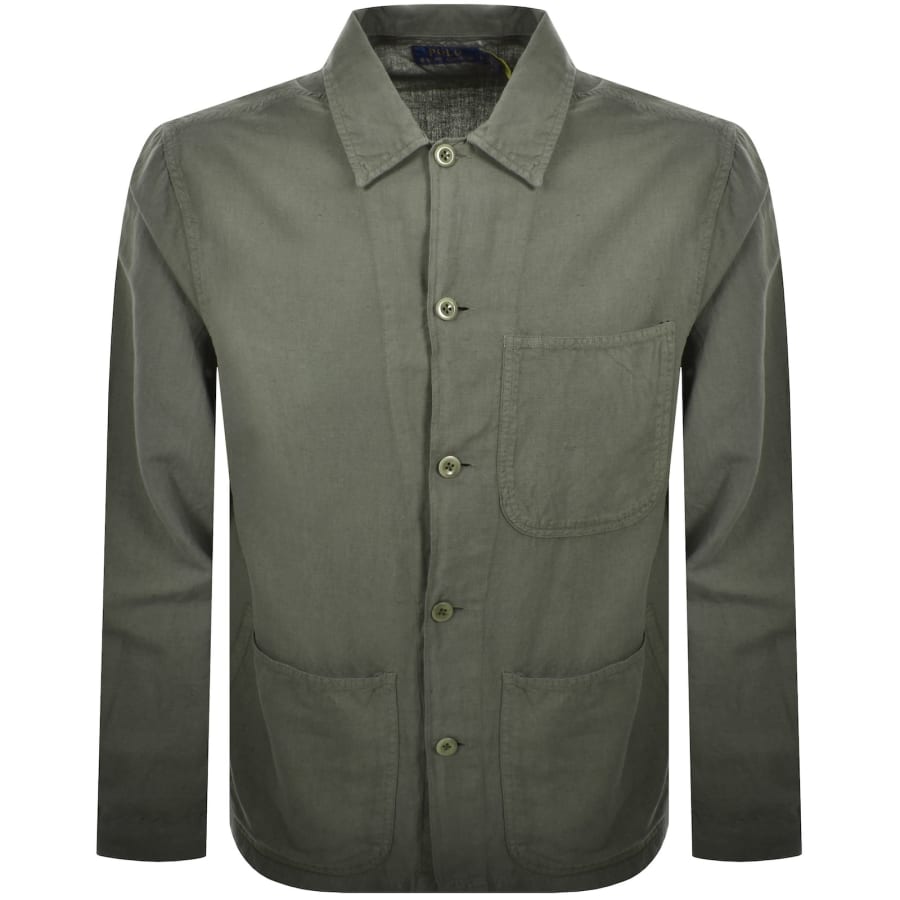 Image number 1 for Ralph Lauren Linen Long Sleeve Shirt Green