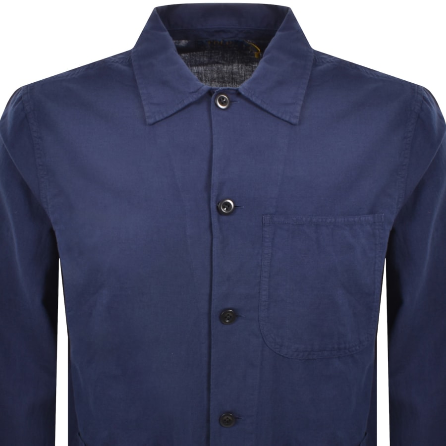 Image number 2 for Ralph Lauren Linen Long Sleeve Shirt Navy