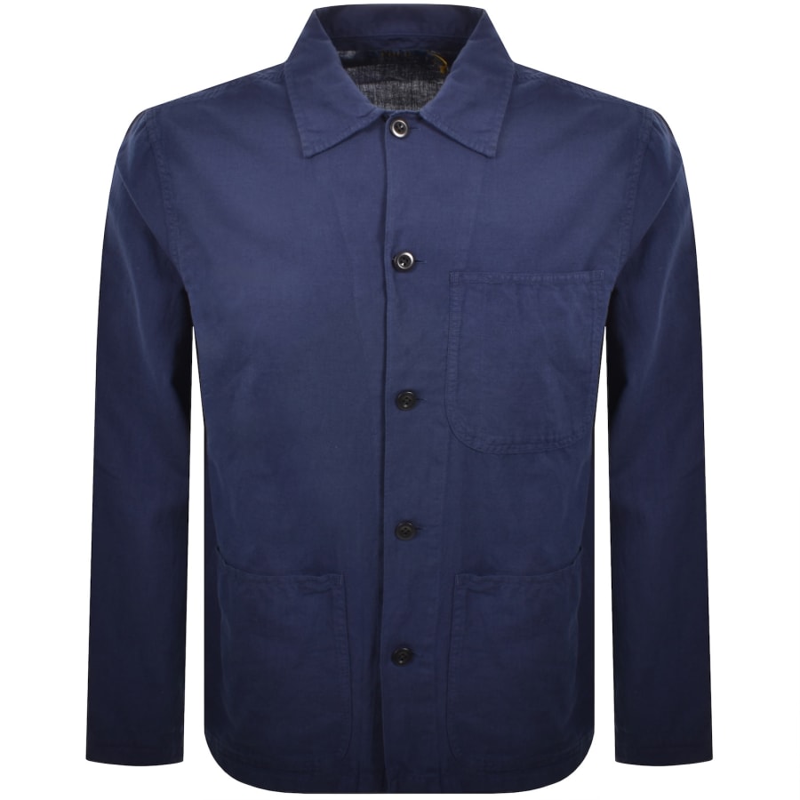 Image number 1 for Ralph Lauren Linen Long Sleeve Shirt Navy