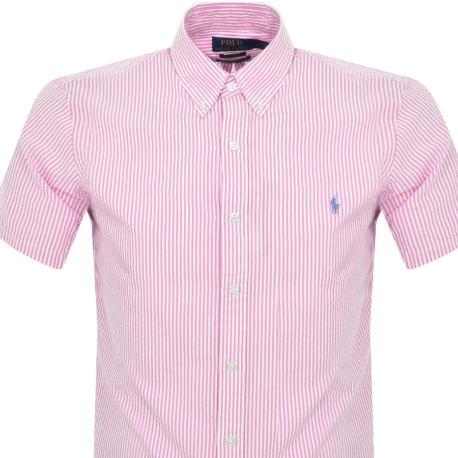 Image number 2 for Ralph Lauren Stripe Short Sleeve Shirt Pink
