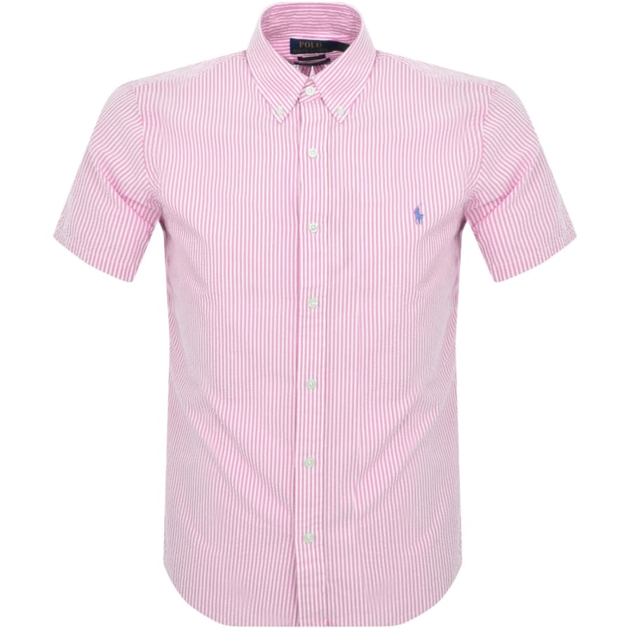 Image number 1 for Ralph Lauren Stripe Short Sleeve Shirt Pink