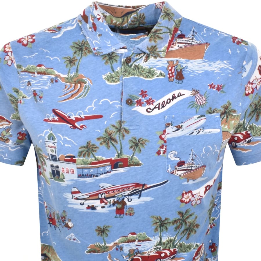 Image number 2 for Ralph Lauren On Holiday Print Polo Blue